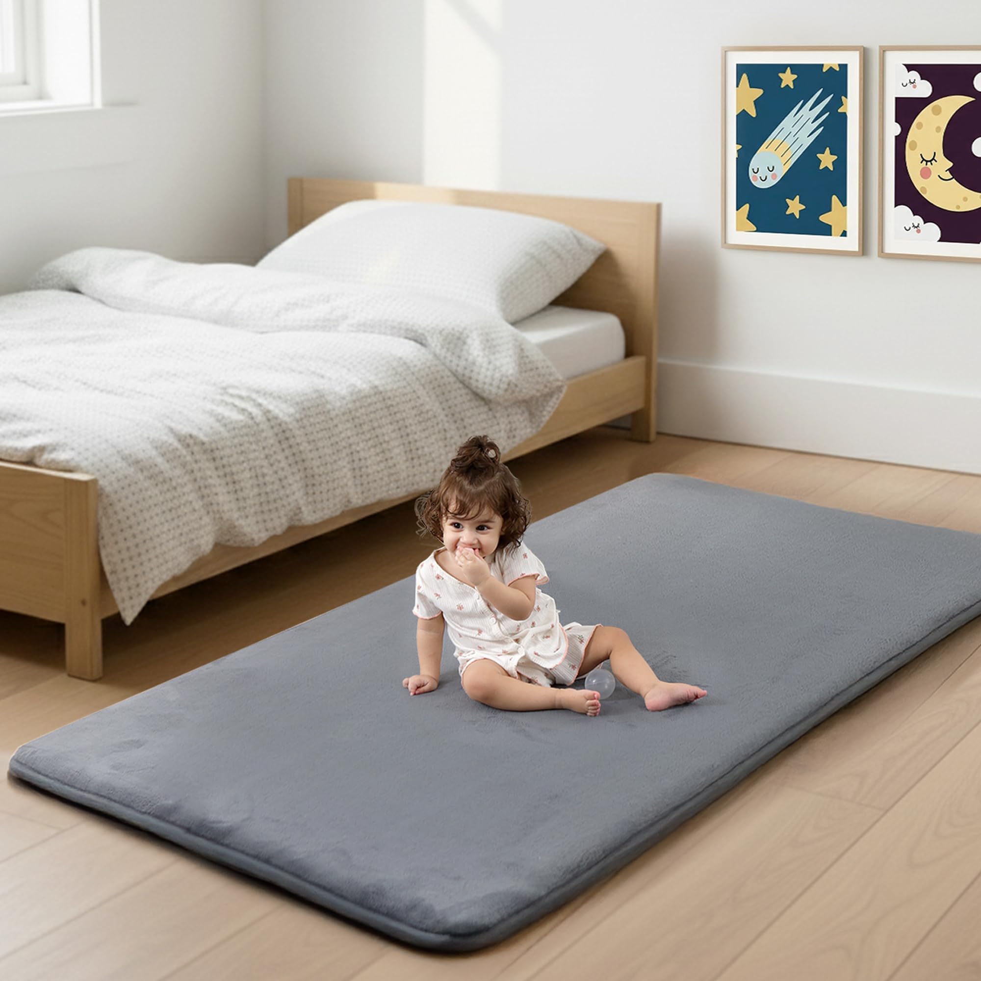 PaPaMat 1-3 inch thick padding provides plush comfort for babies during tummy time.