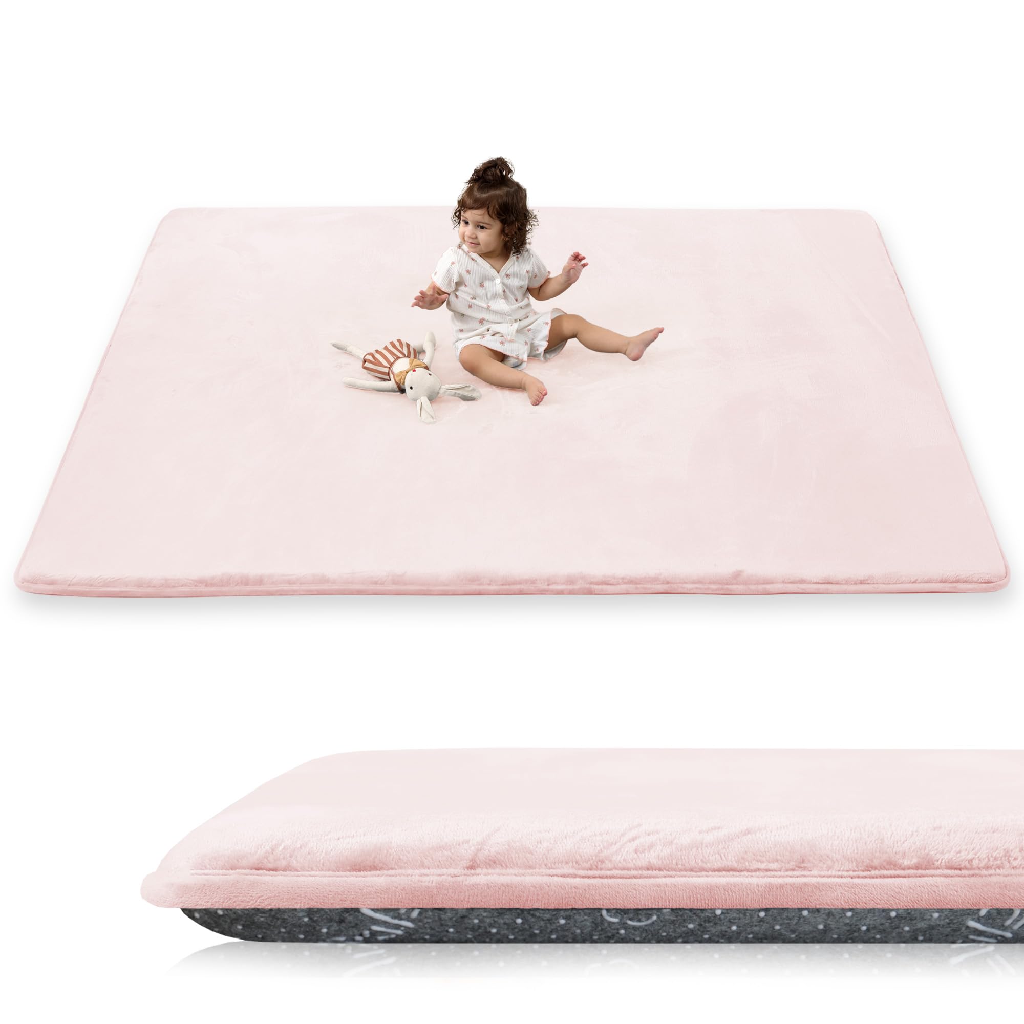 PaPaMat 1.5-inch thick play mat cushioning for plush tummy time and crawling.
