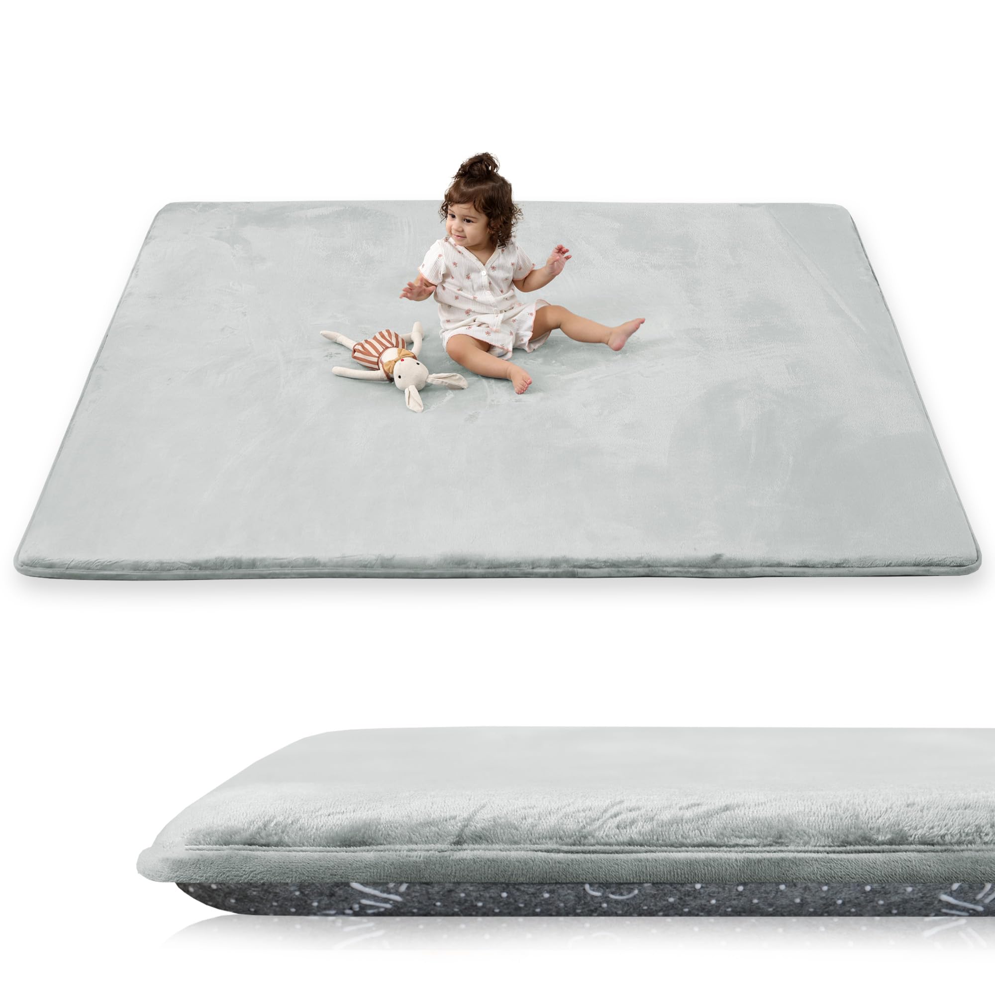 PaPaMat 1.5-inch thick cushioning closeup for tummy time comfort.