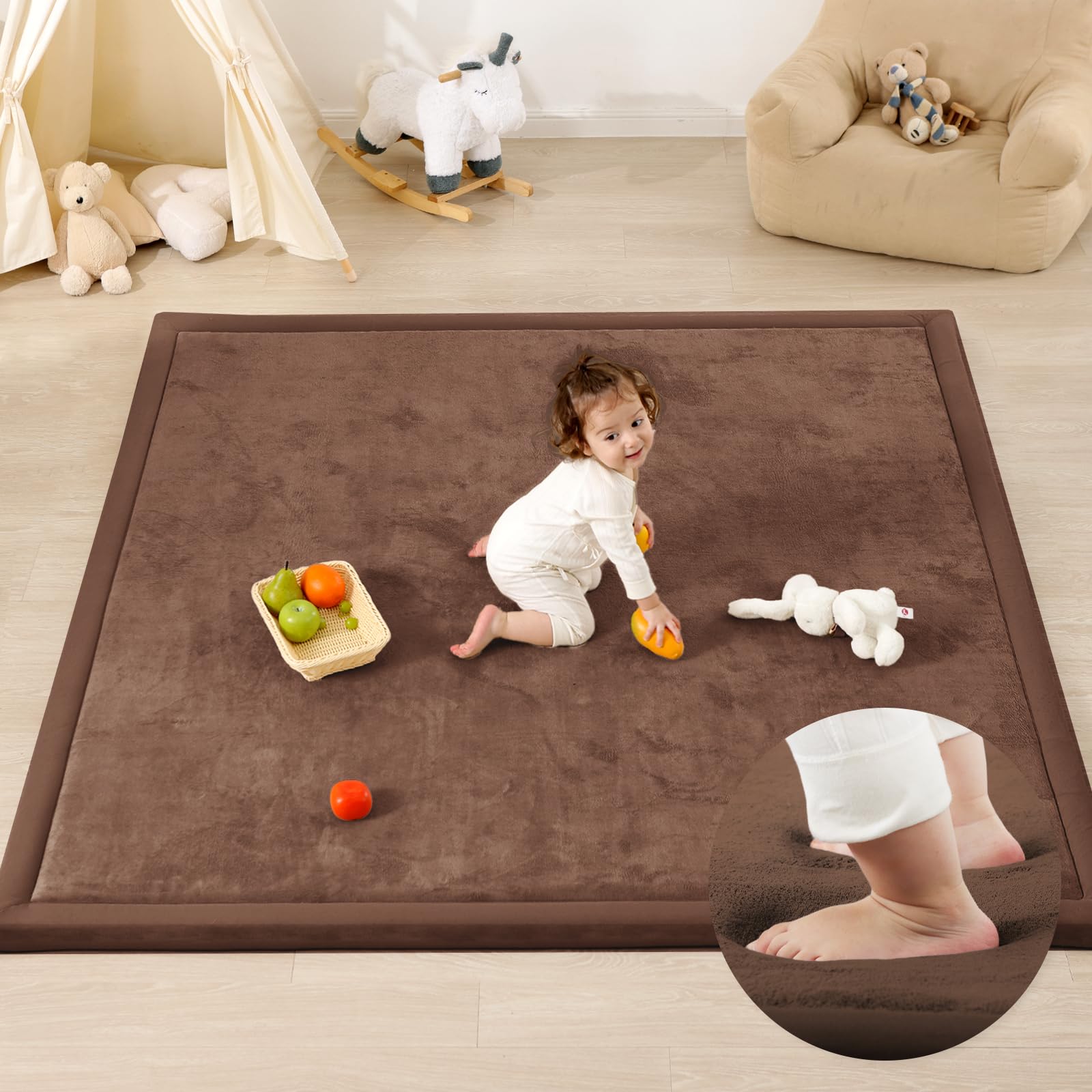 PaPaMat 1.3-inch thick play mat close-up cushions during tummy time