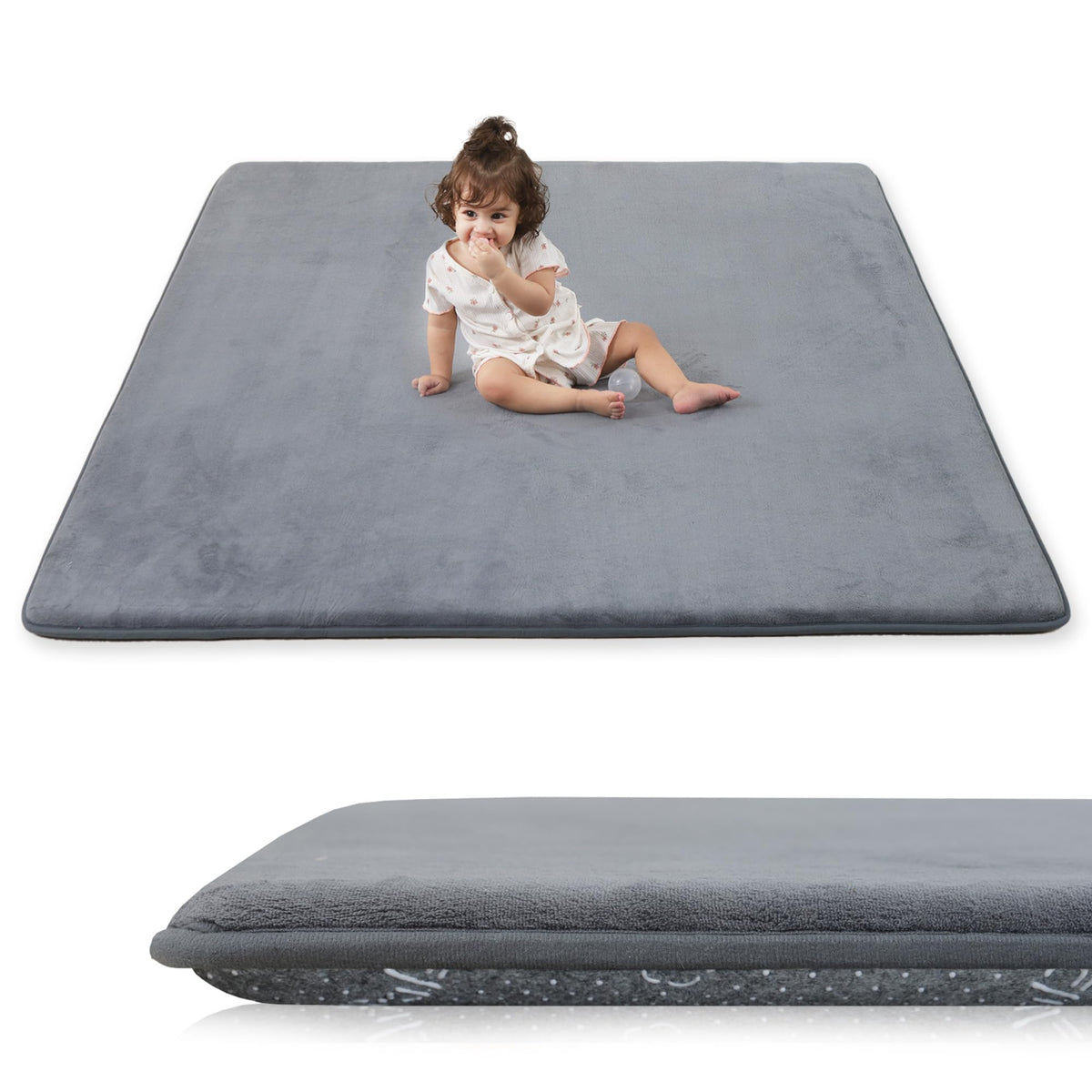PaPaMat 1.3-inch thick play mat in dark grey with cushioned surface for tummy time.