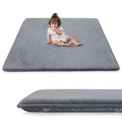 PaPaMat 1.3-inch thick play mat in dark grey with cushioned surface for tummy time.