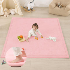 PaPaMat 1.3-inch thick play mat in pink with plush surface for comfy tummy time
