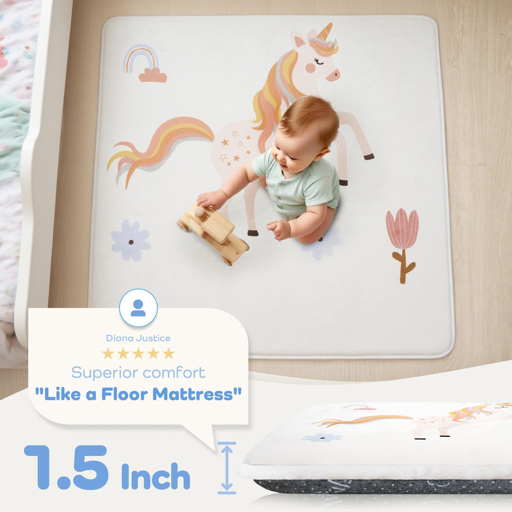PaPaMat 50x50 memory foam mat with 1.5-inch thickness supports curious crawlers.