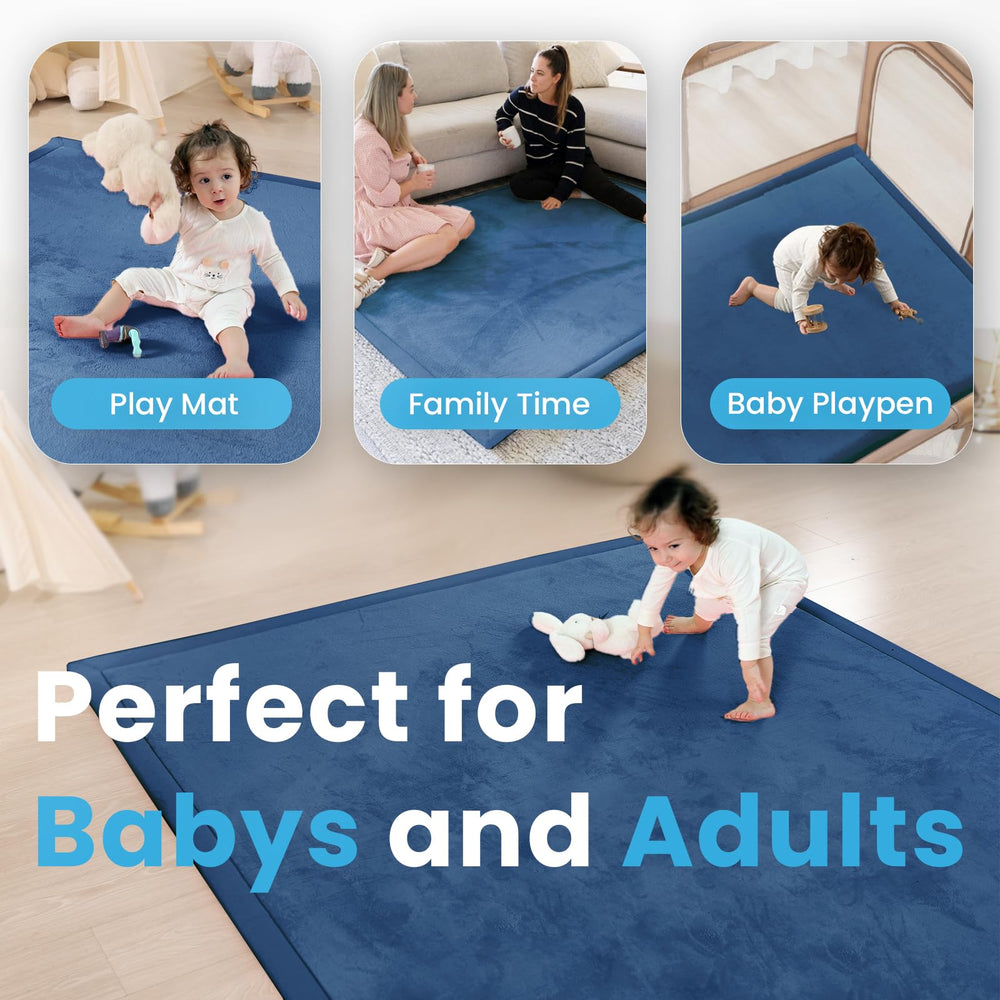 PaPaMat anti-slip dot-bottom in royal blue emphasizes secure placement during play sessions