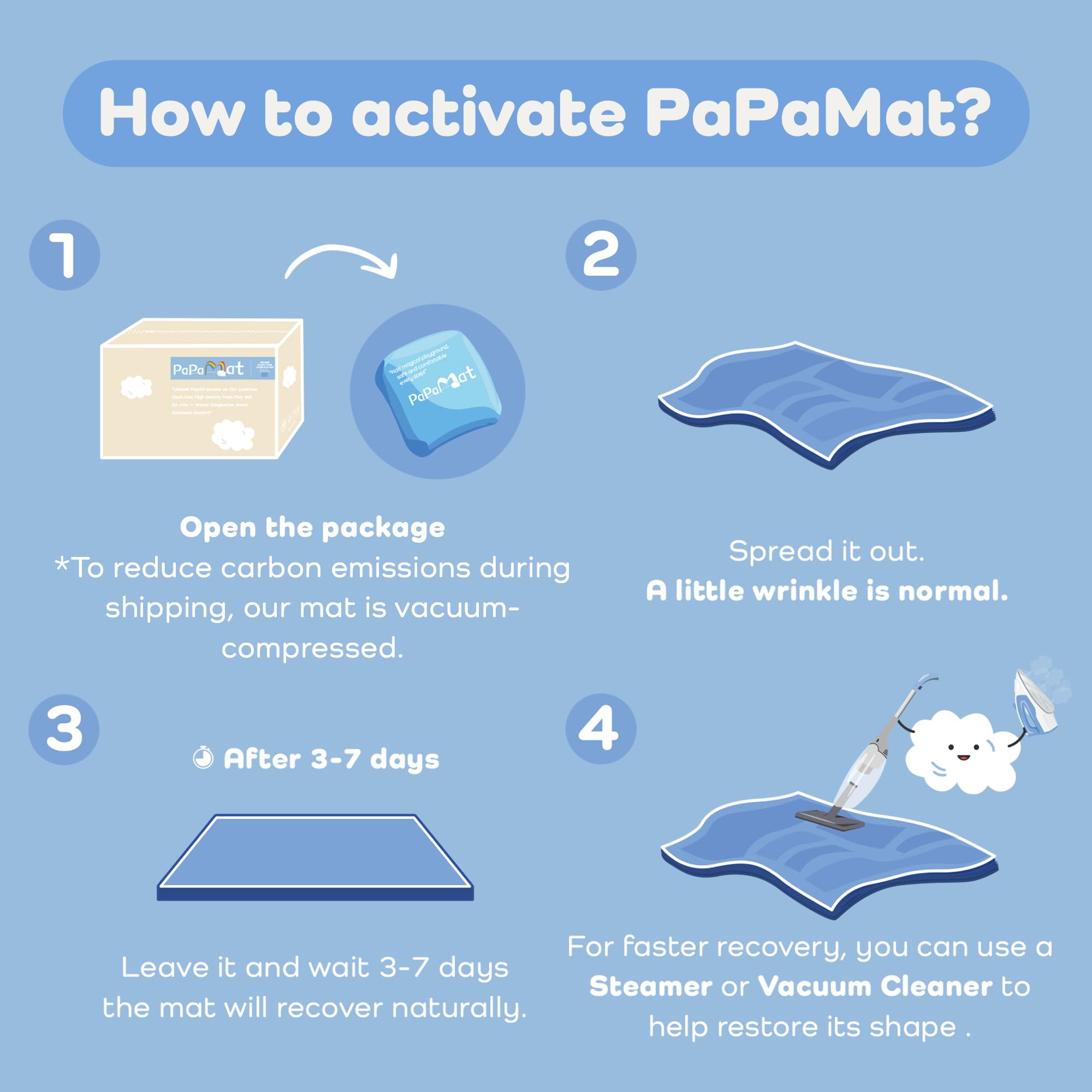 PaPaMat durable high-density foam maintains shape for years of use.
