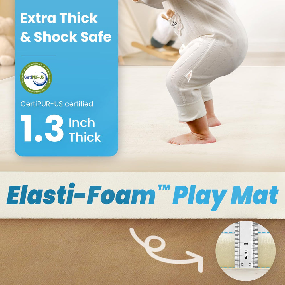 PaPaMat foam tummy time mat ivory laid flat for baby play.