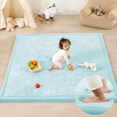 PaPaMat ice blue thick play mat closeup showing tummy time cushioning.