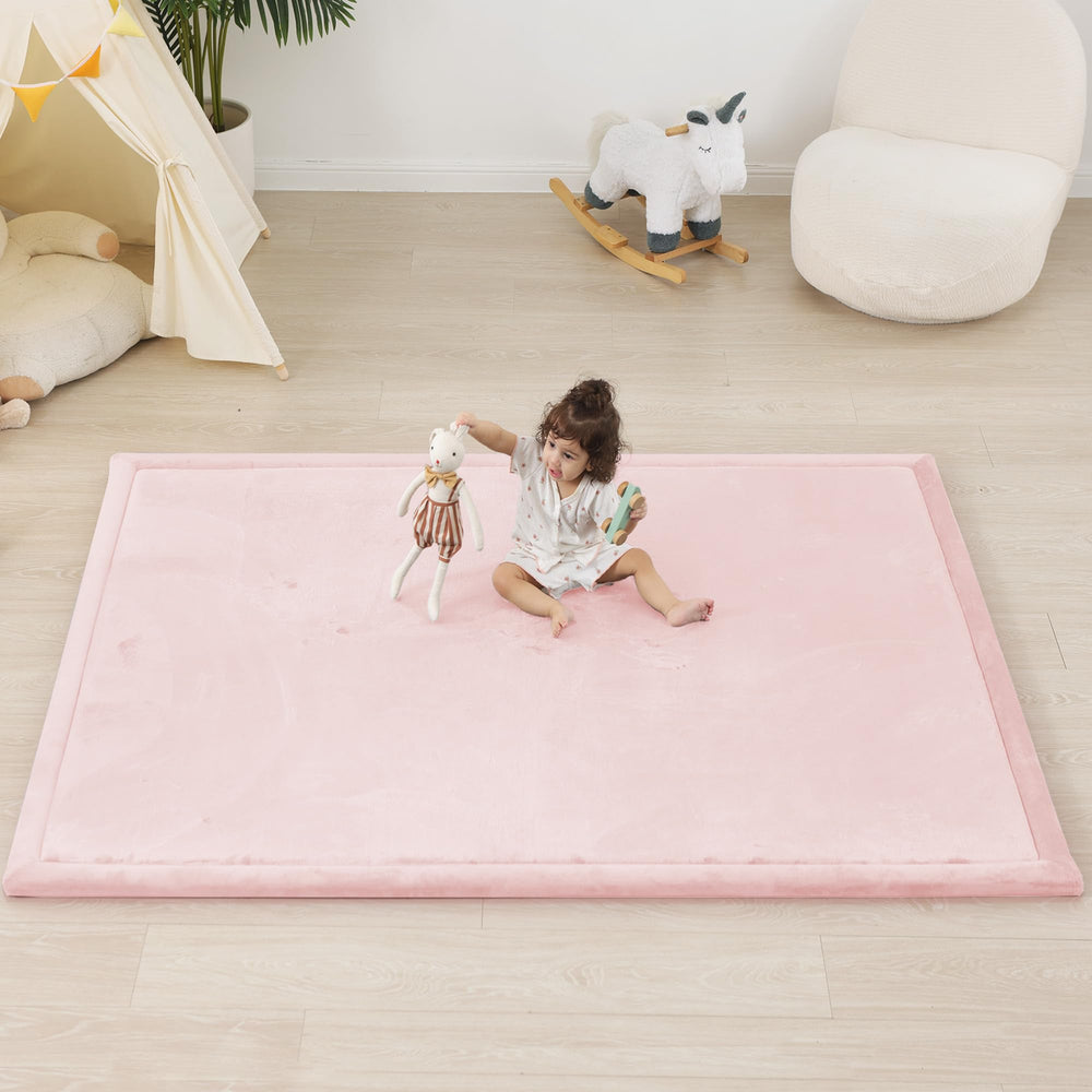 PaPaMat large pink play mat covers ample floor space for siblings