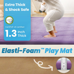 PaPaMat lavender tummy-time use demonstrates comfortable, cushioned play