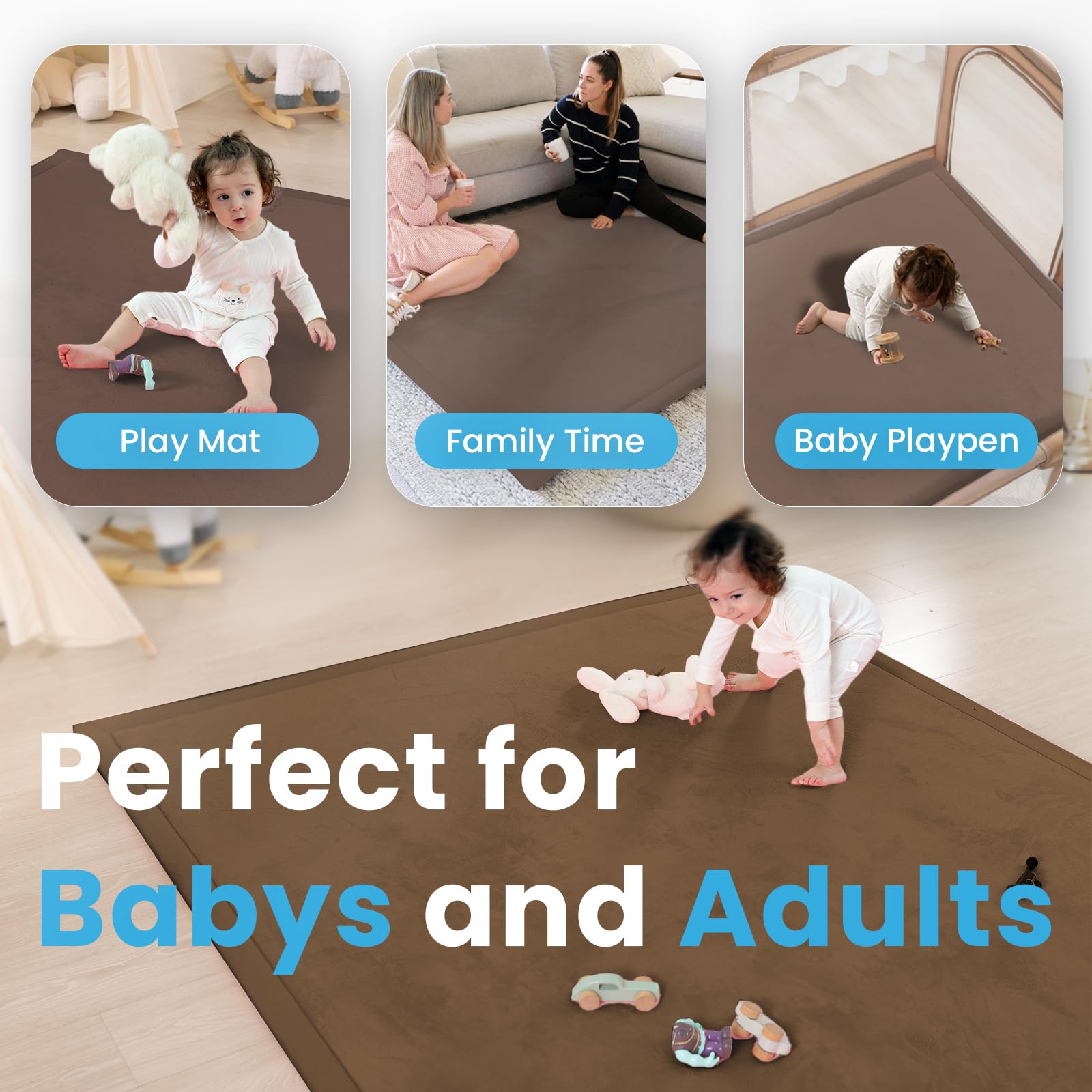 PaPaMat 1.3-inch cushioning absorbs minor impacts during crawling.