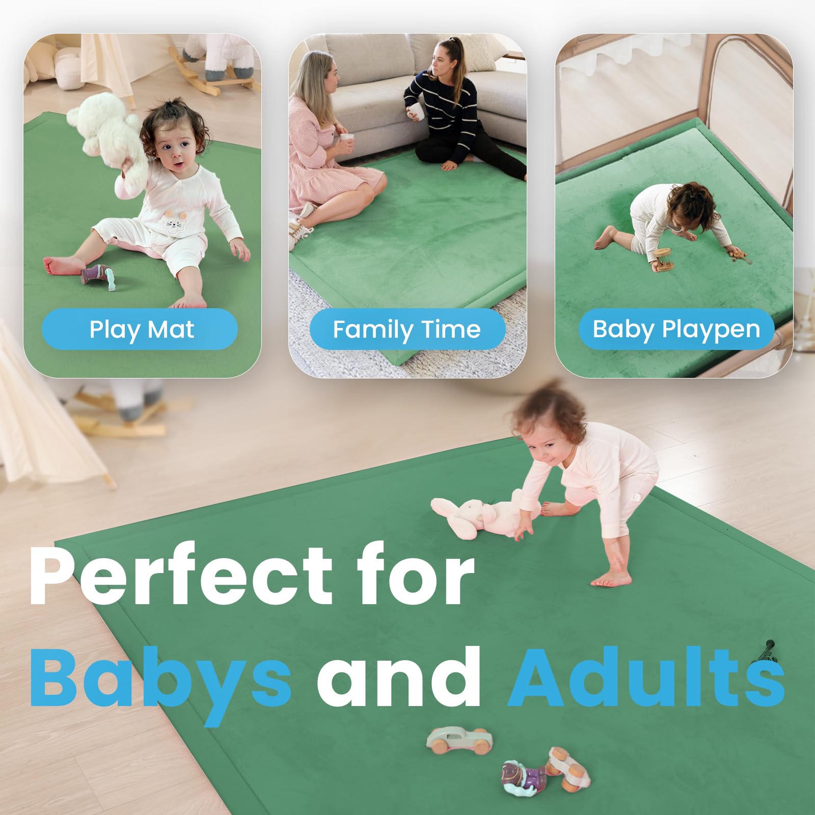 PaPaMat multi-use design supports tummy time and crawling areas