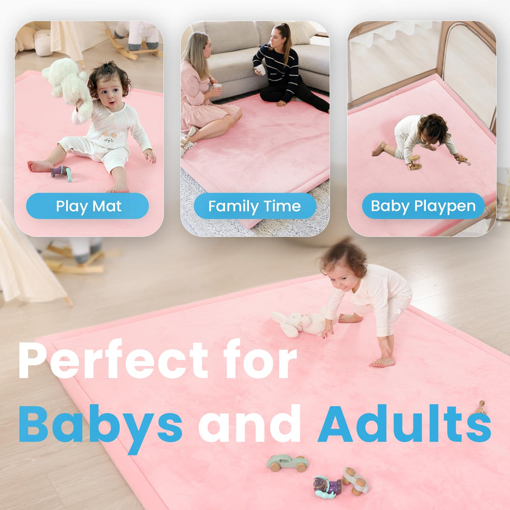 PaPaMat pink tummy-time area promotes safe exploration on the floor