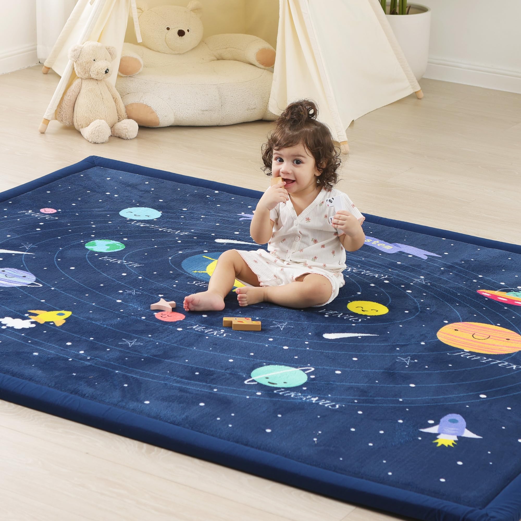 PaPaMat planet play mat overview showing a large cushioned surface for safe floor play