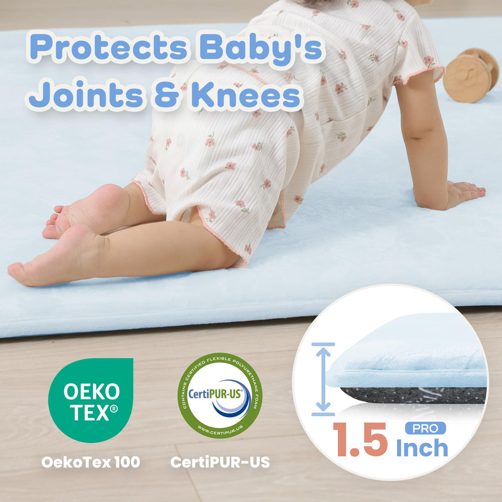 PaPaMat 1.5-inch thick foam close-up shows supportive surface for growing babies.