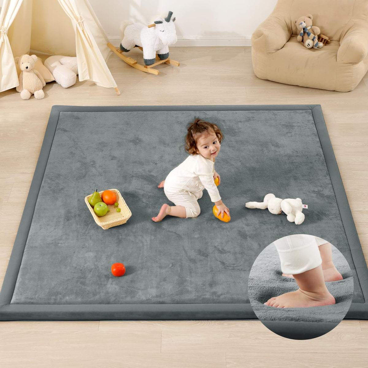 PaPaMat Ultra Soft Baby Play Mat overall setup showing safe tummy time area