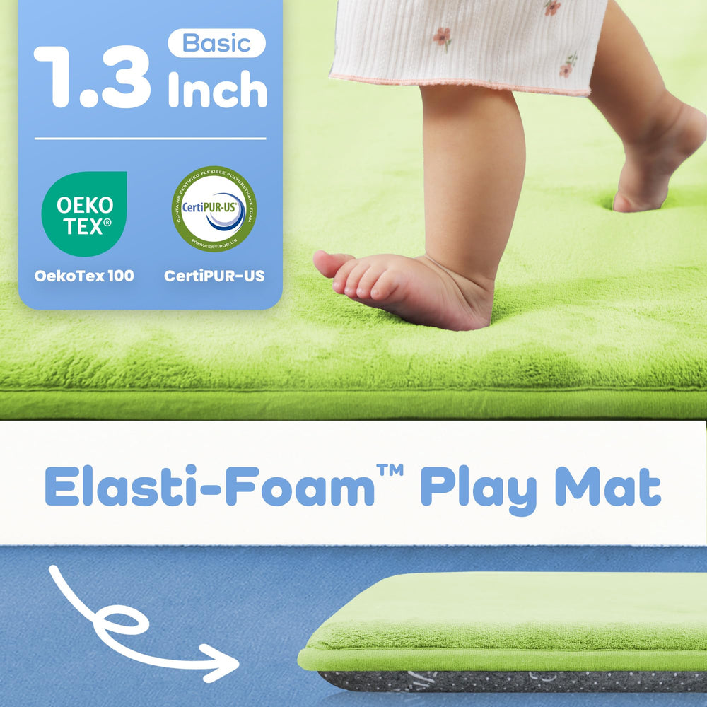 PaPaMat velvet surface provides soft, inviting texture for baby play sessions.