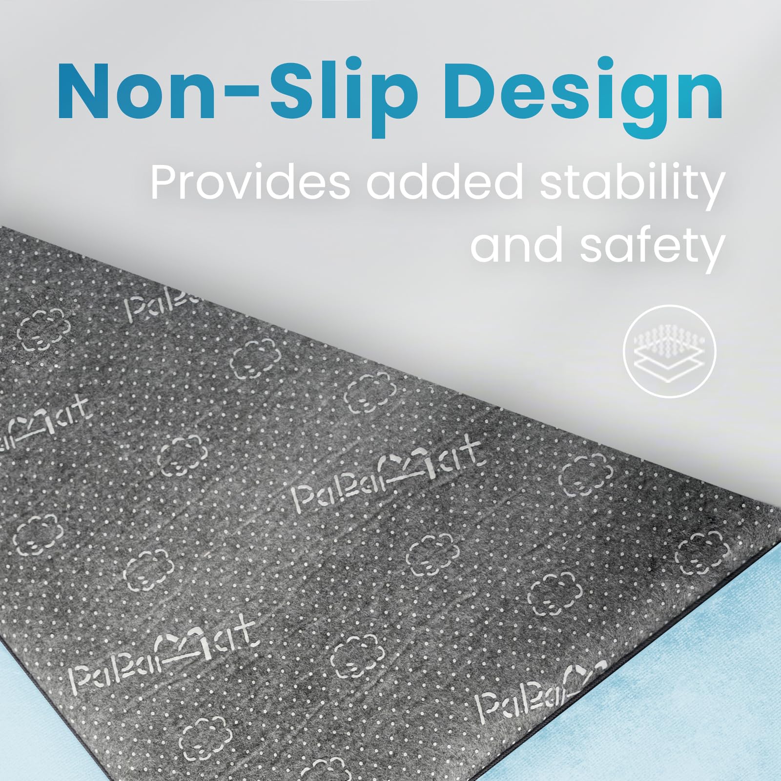 PaPaMat water-repellent fabric closeup shows easy spill wipe-clean capability.
