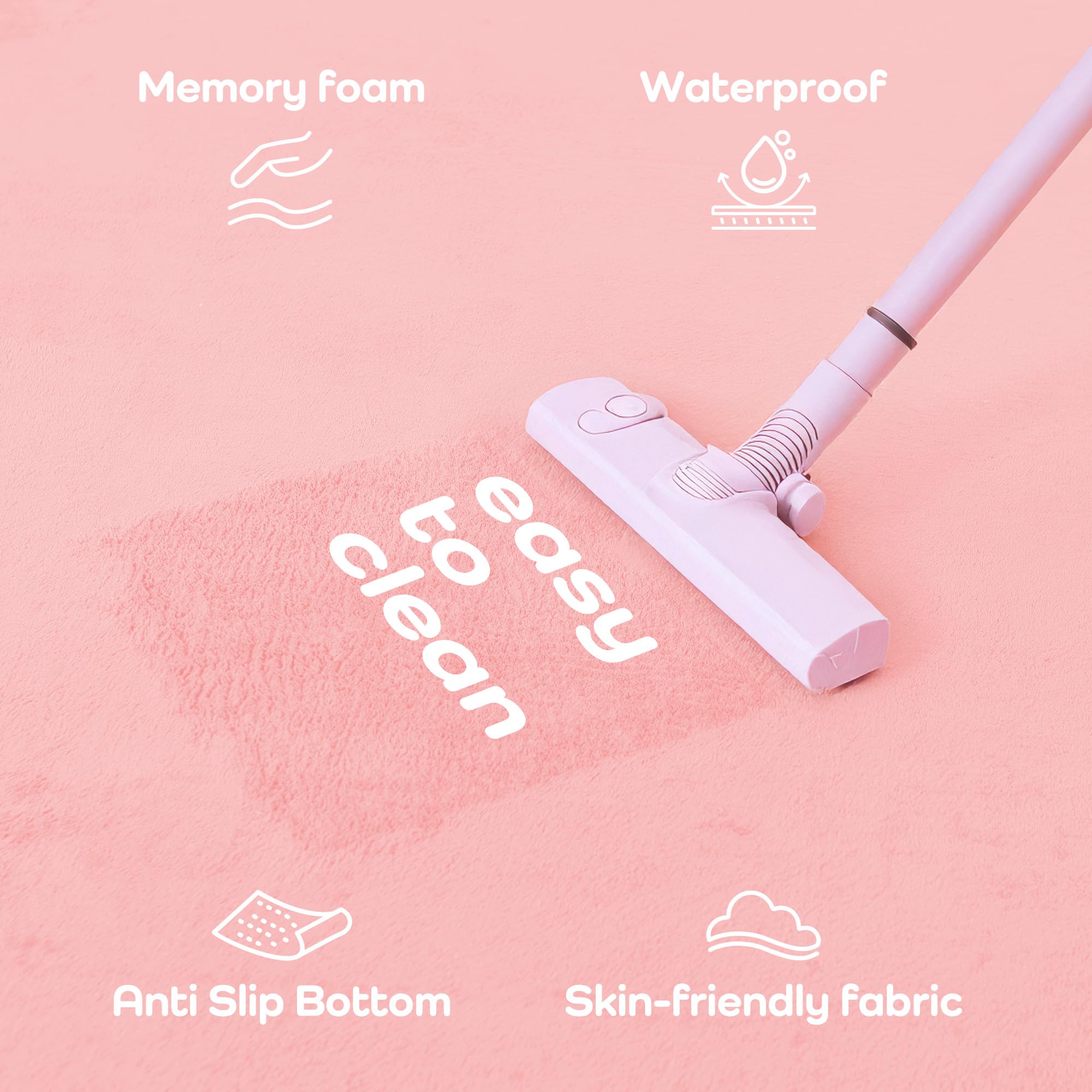 PaPaMat water-repellent plush fabric wipes clean after spills