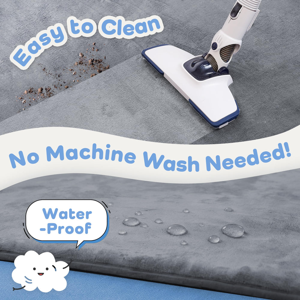 PaPaMat easy-clean waterproof surface helps spills and crumbs after playtime.