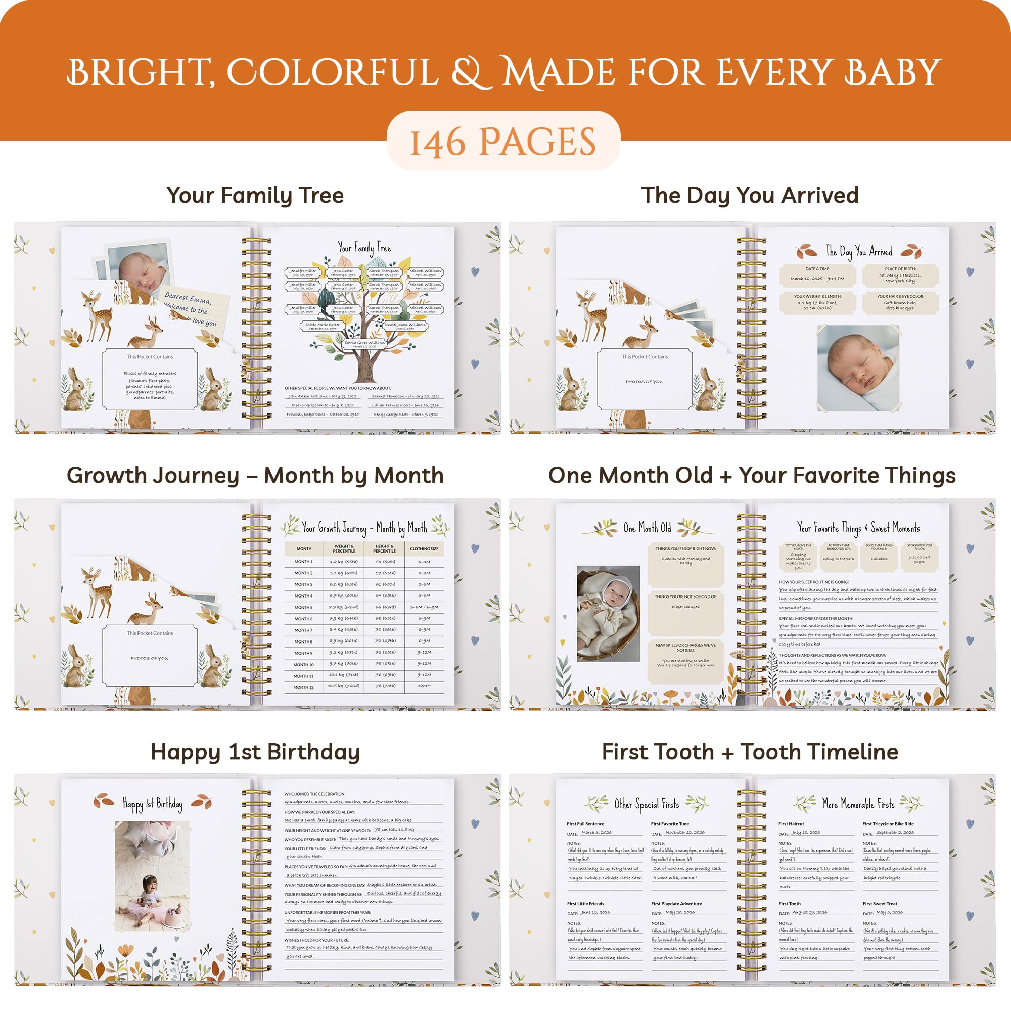Paper Plan lay-flat binding for easy writing and milestone capture
