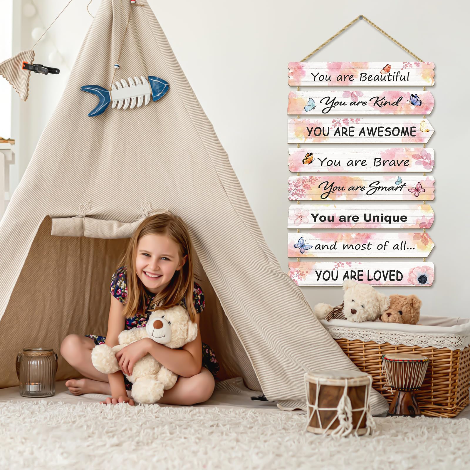 Paquesta girls room decor butterfly — pastel MDF prints for boho, rustic, or modern rooms.