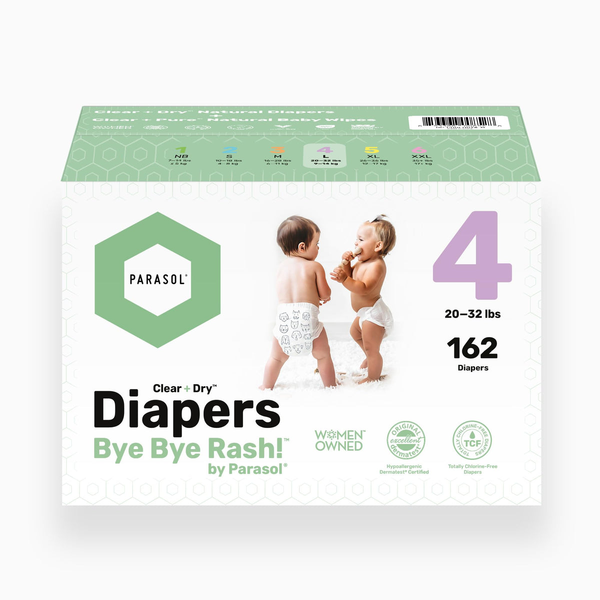 Parasol Clear+Dry diaper bundle packaging highlights value and convenience for on-the-go families.