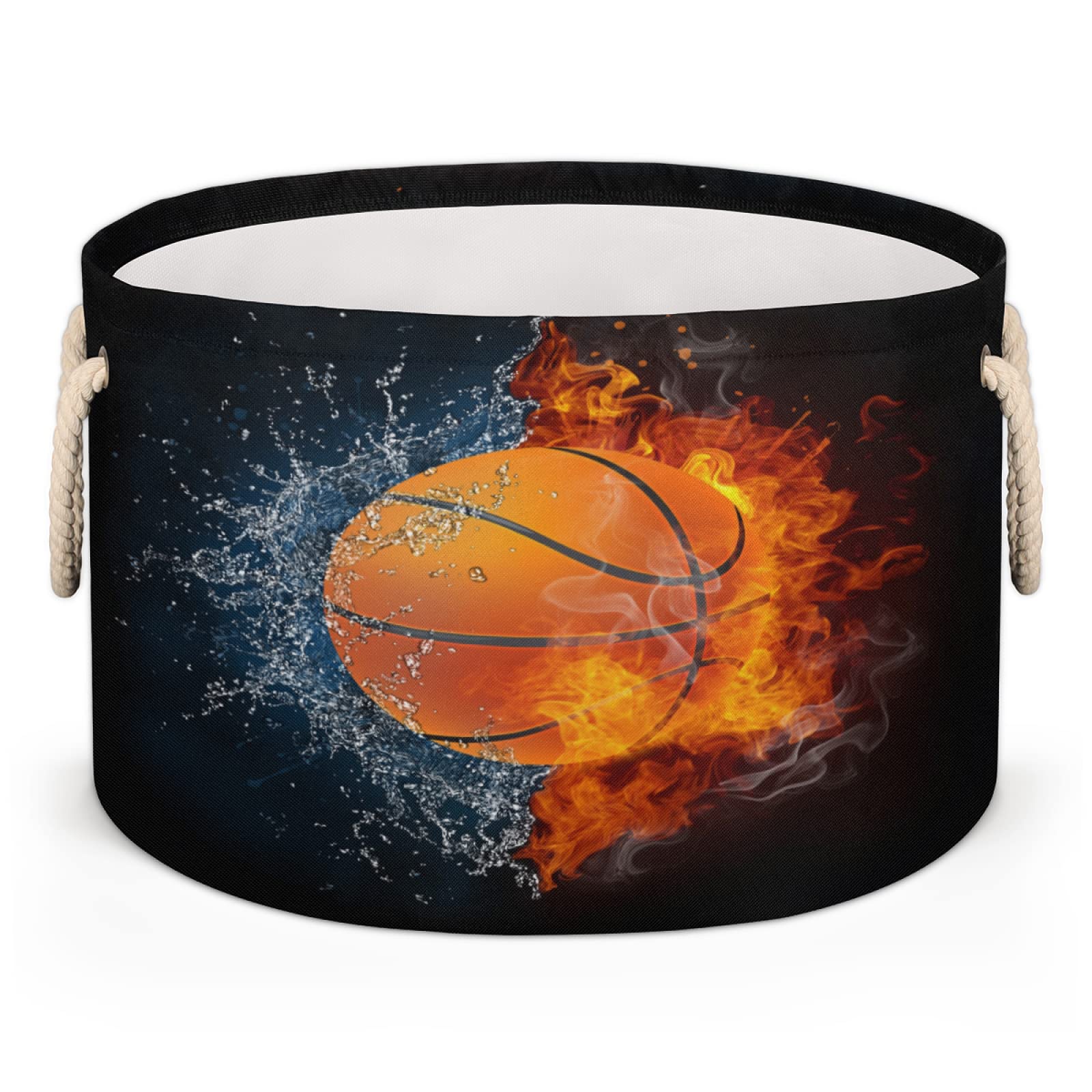 Pardick large round storage basket folded flat for space-saving storage.