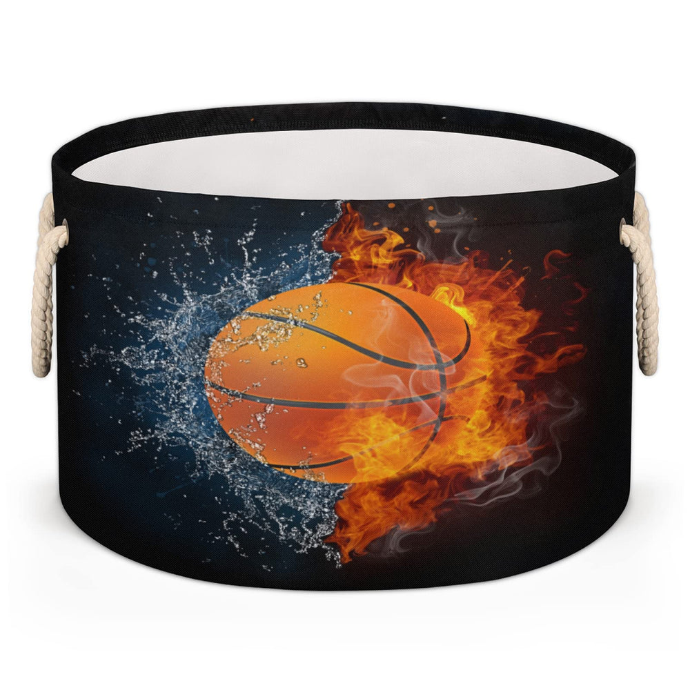 Pardick large round storage basket folded flat for space-saving storage.