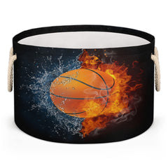 Pardick large round storage basket folded flat for space-saving storage.