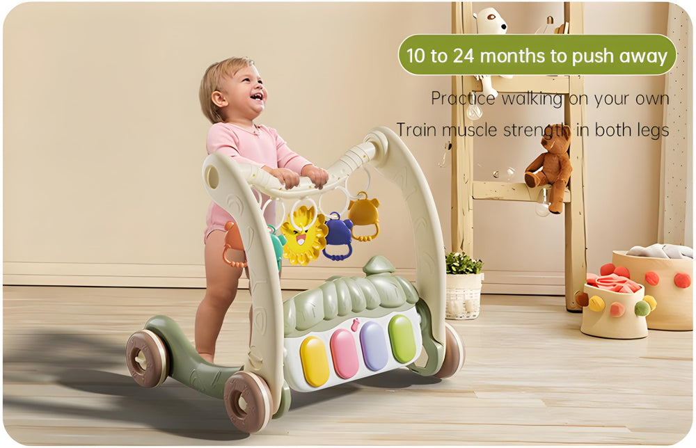 Parenté baby walker colorful toy gym adds learning through interactive play.