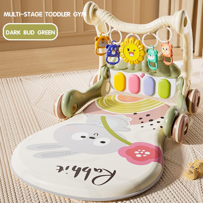Parenté baby walker stand-to-sit transition demonstrates convertible support for first steps.