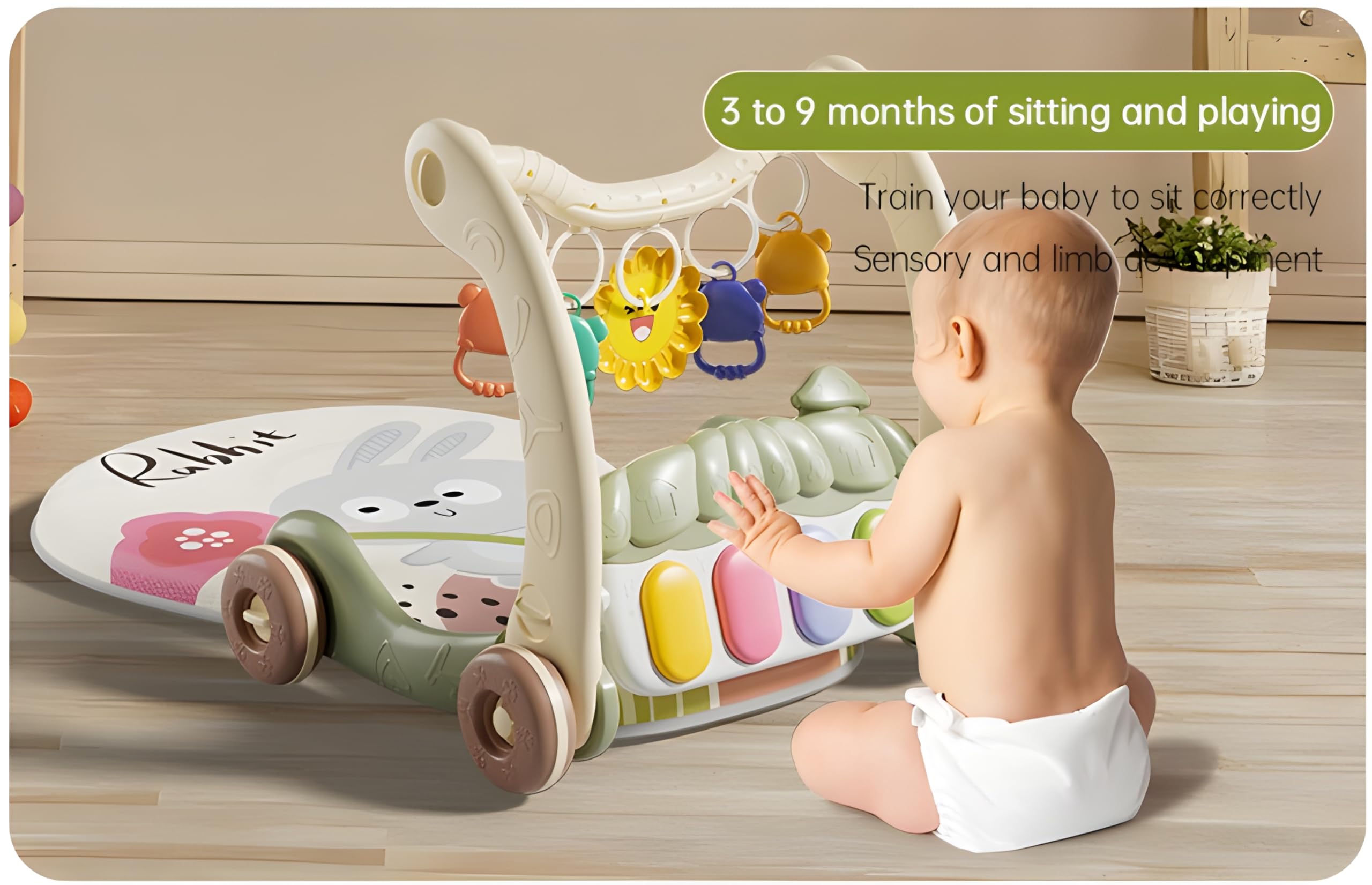 Parenté baby walker textured mat surface enhances tactile exploration.