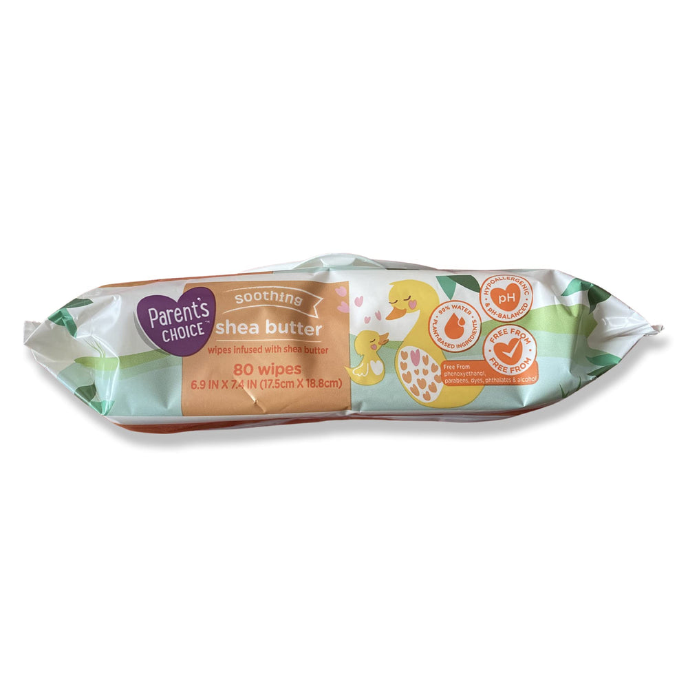 Parent's Choice Baby Wipes 80ct Shea Butter close-up texture—soft, moisturizing wipe.
