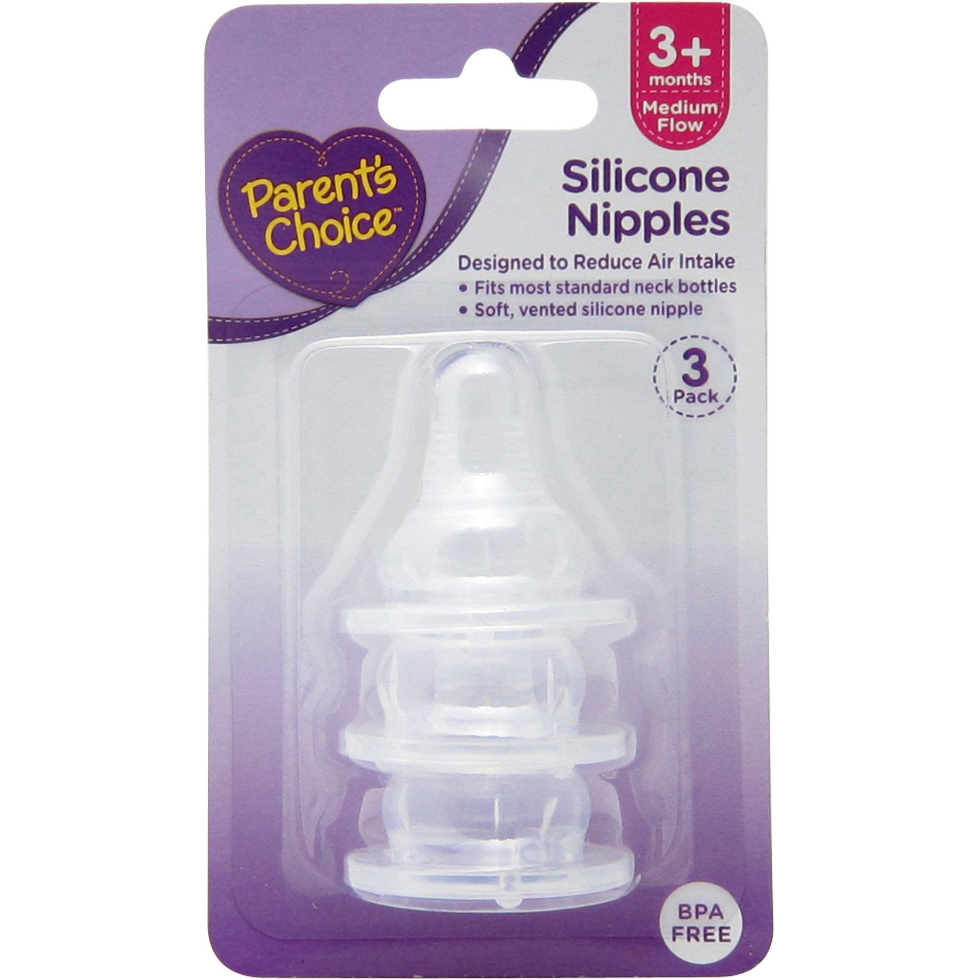 Parents' Choice silicone nipple for 3+ months, medium flow, BPA-free