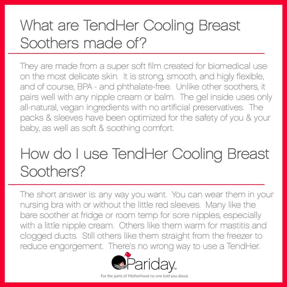 Pariday TendHer soft moisture-wicking sleeves prevent leaks while wearing.