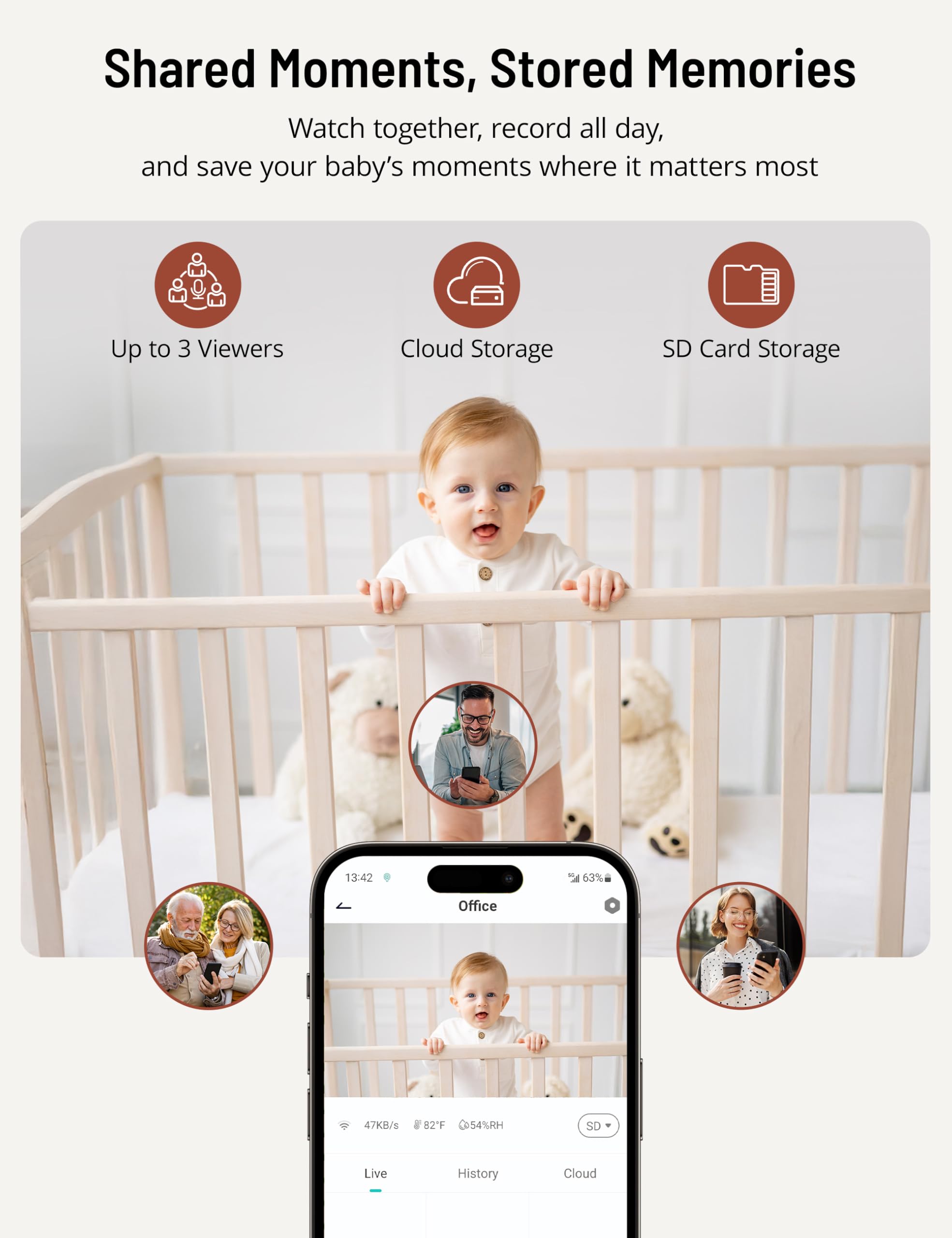 Paris Rhone video baby monitor AI tracking for smooth, reliable monitoring