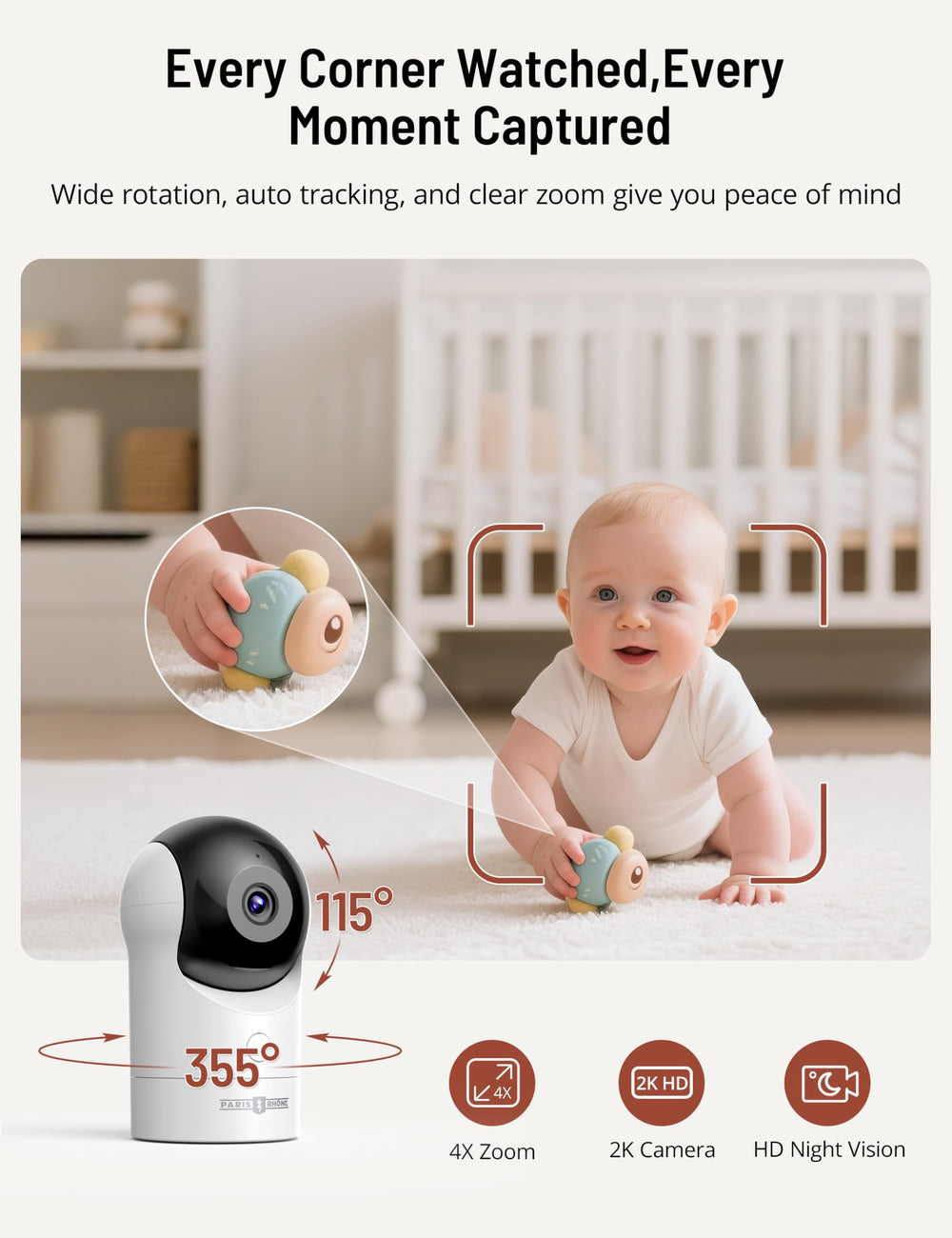 Paris Rhone video baby monitor app control for remote viewing from anywhere