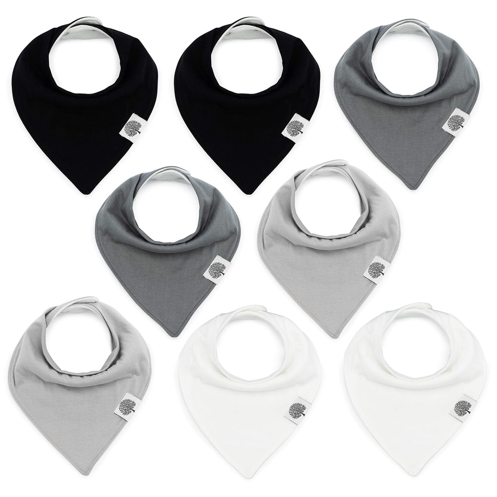 Parker Baby Co. bandana bibs eight-pack with colorful patterns for mess-friendly meals