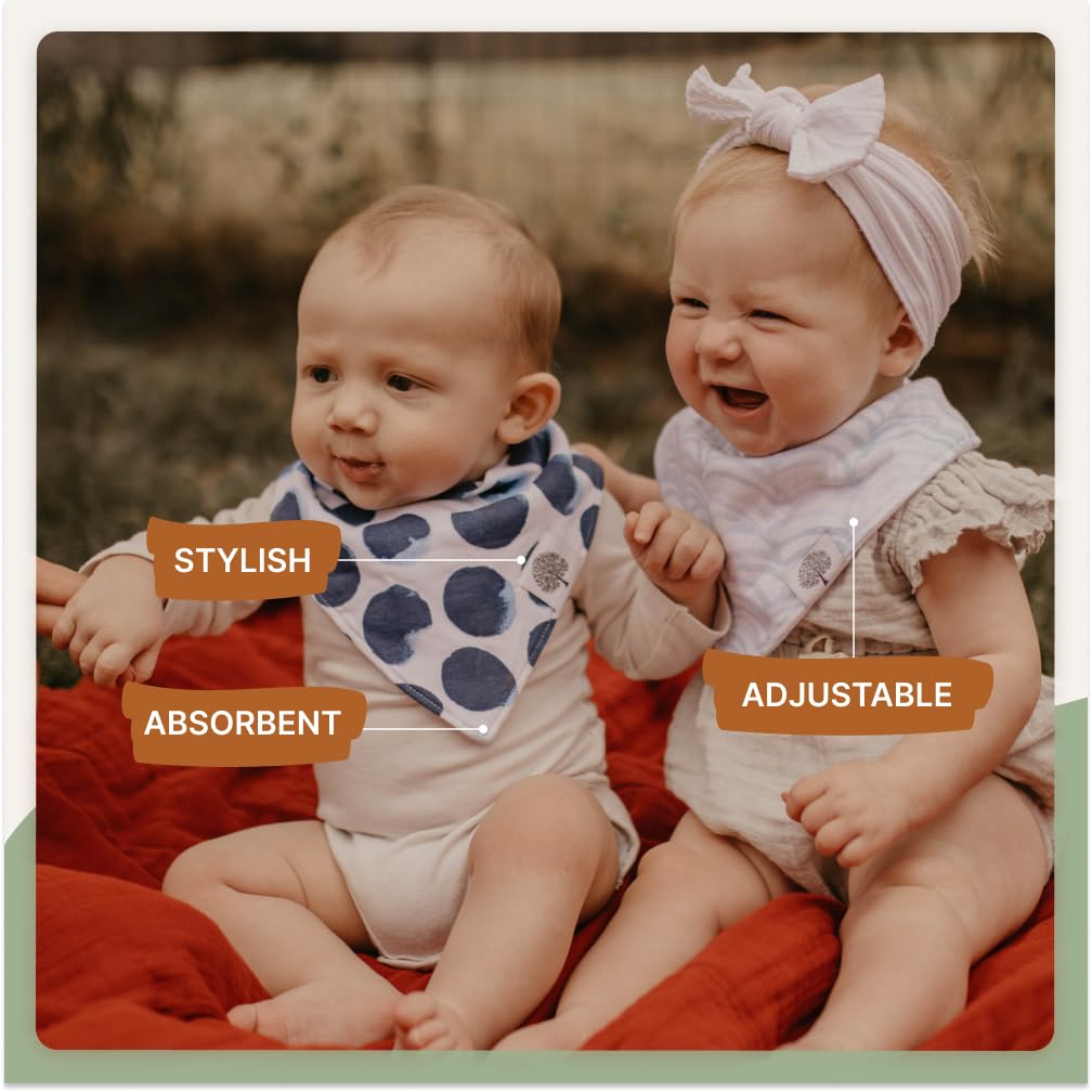Parker Baby Co. bandana bib with snap-adjustment for growing, comfy fit.