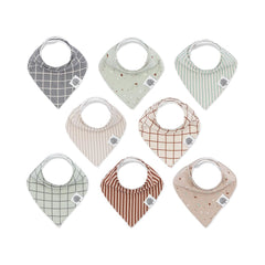 Parker Baby Co bandana bibs 8-pack variety colors for easy mess-ready outfits