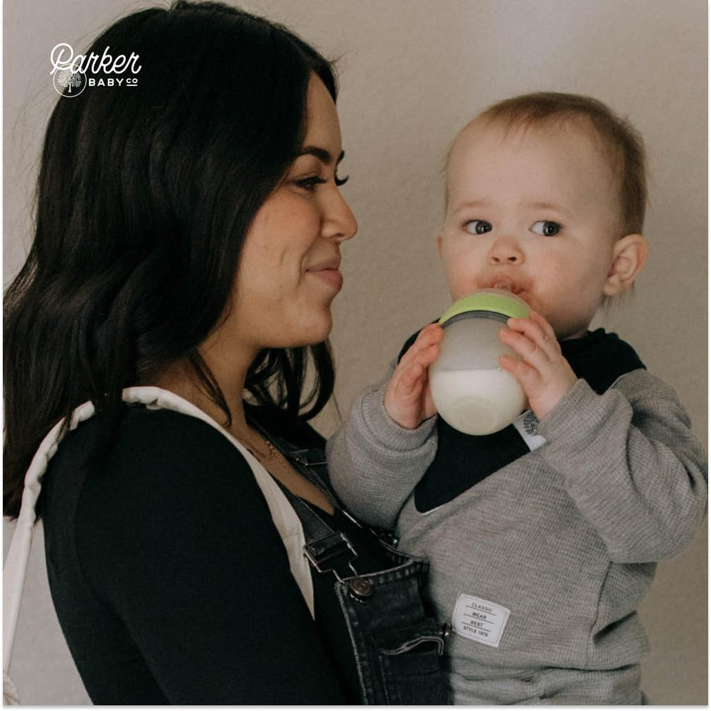 Parker Baby Co. bandana bibs are easy to snap on for quick changes.