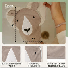 Parker Baby Co bath mitt fits all hands for caregiver comfort