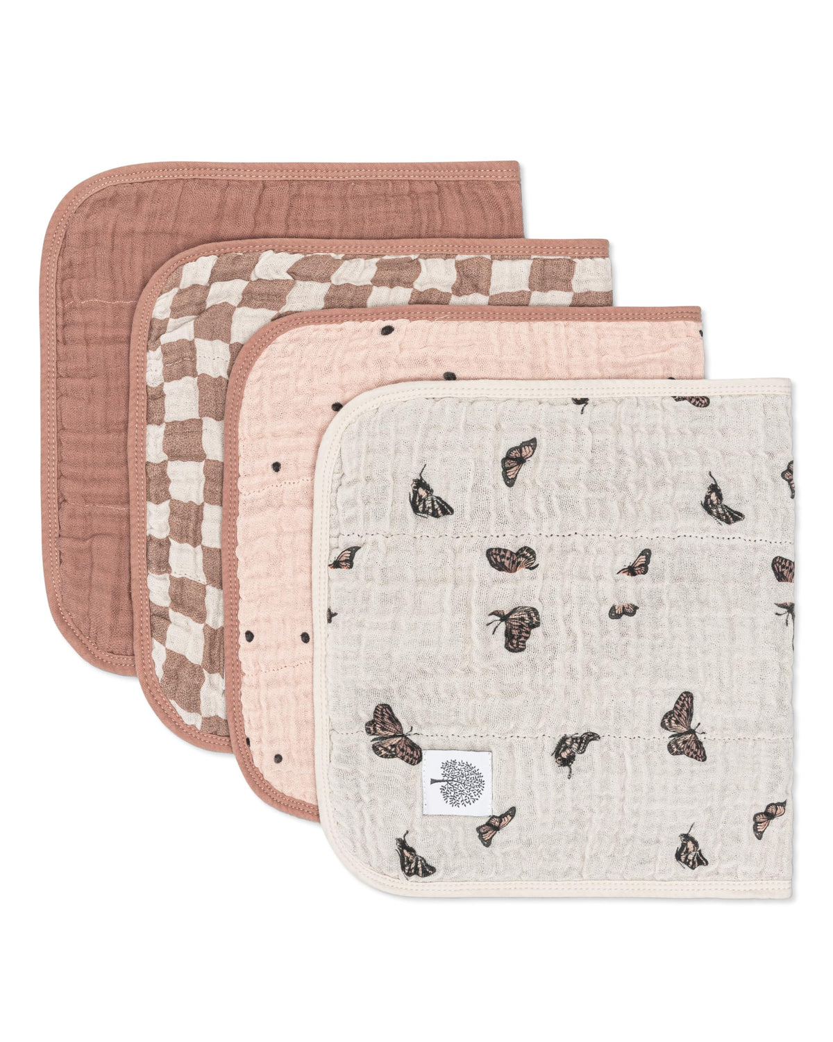 Parker Baby Co. butterfly burp cloths with six-layer absorbency for spill control