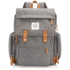 Parker Baby Co. Diaper Backpack front view shows generous capacity for diapers, bottles, and toys.