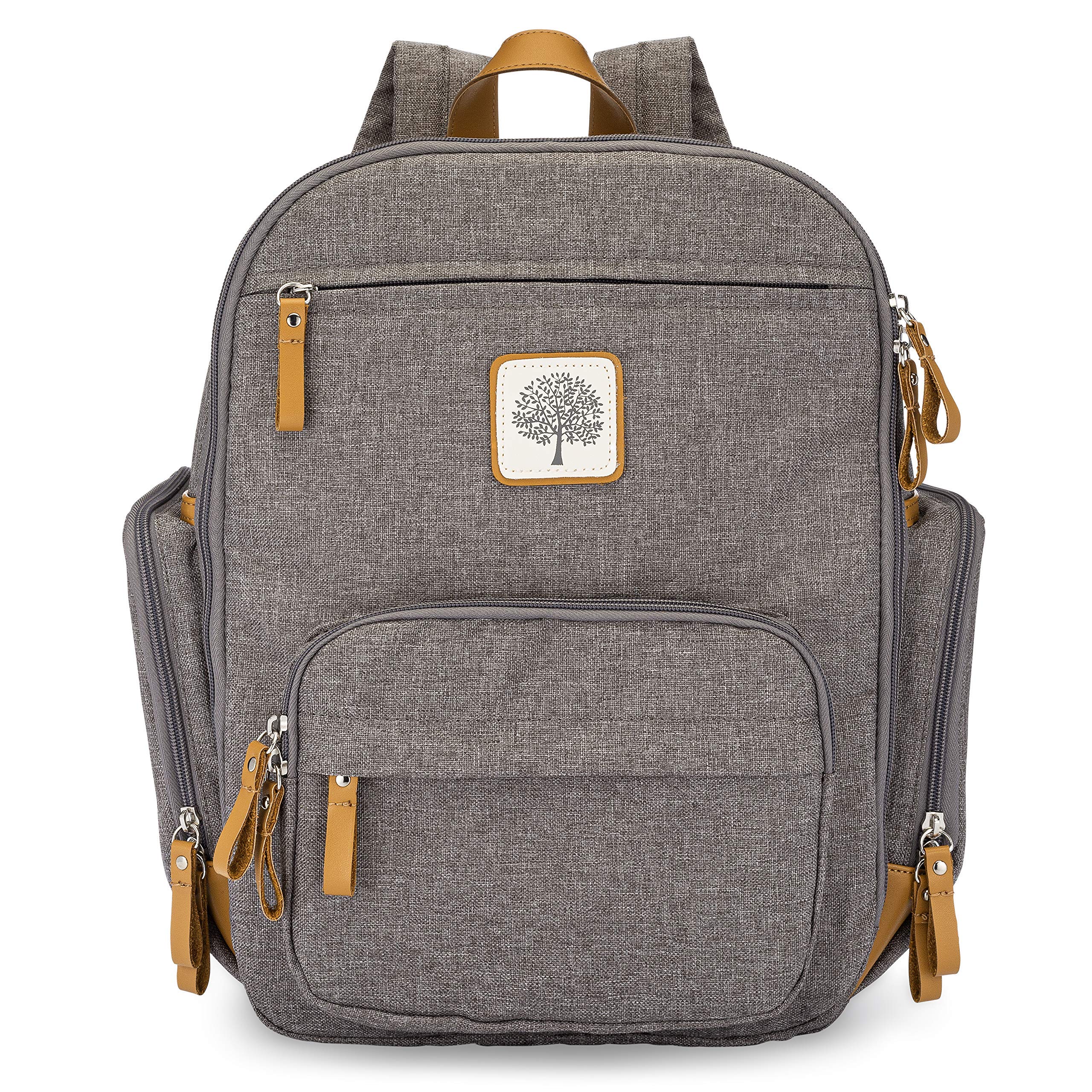 Parker Baby Co diaper backpack with full zip main compartment for quick access during busy days.