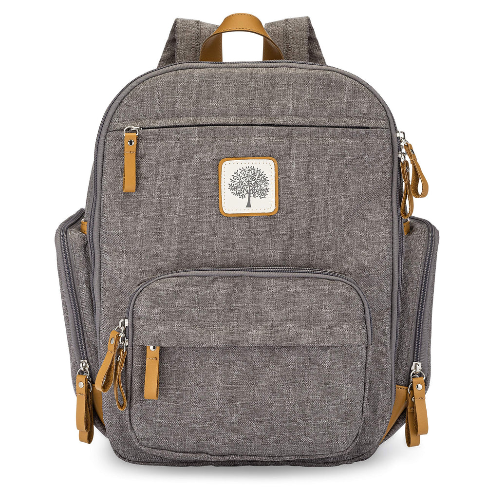 Parker Baby Co diaper backpack with full zip main compartment for quick access during busy days.