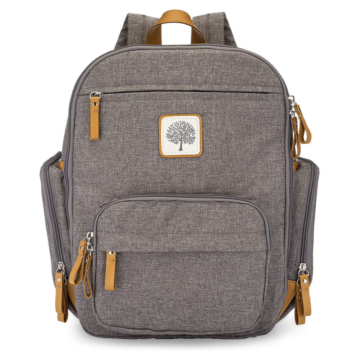 Parker Baby Co diaper backpack with full zip main compartment for quick access during busy days.