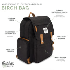 Parker Baby Co. diaper backpack insulated pockets keep bottles at the right temperature