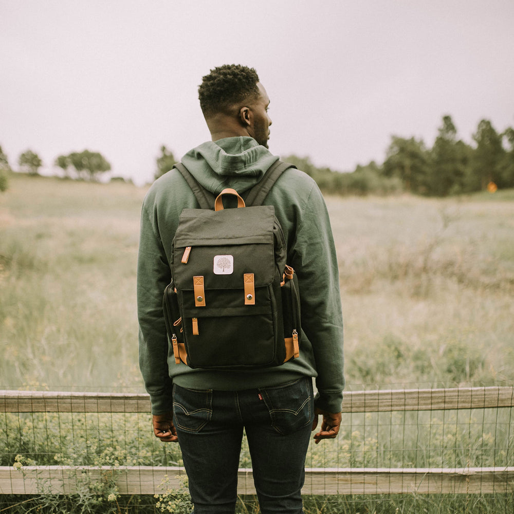 Parker Baby Co. water-resistant canvas protects gear during rainy days